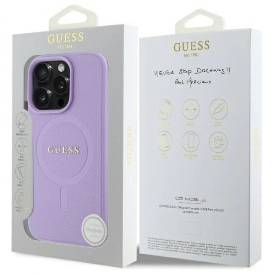 Guess Saffiano MagSafe case for iPhone 16 Pro - purple