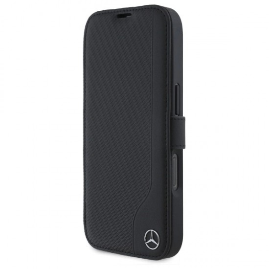 Mercedes Leather Wood Imitation iPhone 16 Case - Black