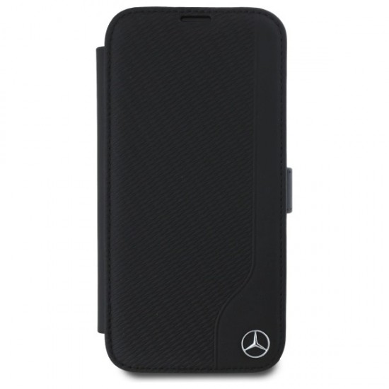 Mercedes Leather Wood Imitation iPhone 16 Case - Black