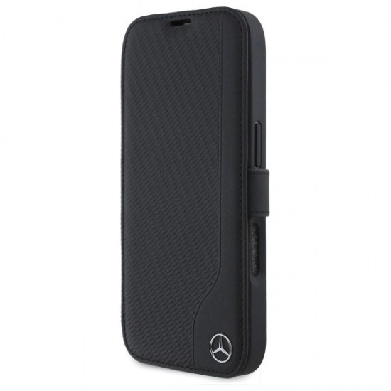 Mercedes Leather Wood Imitation iPhone 16 Case - Black