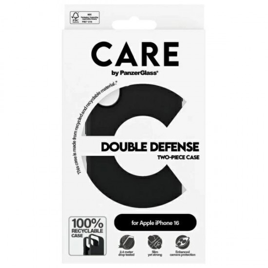 CARE by PanzerGlass Feature Double Defense Case for iPhone 16 - Black