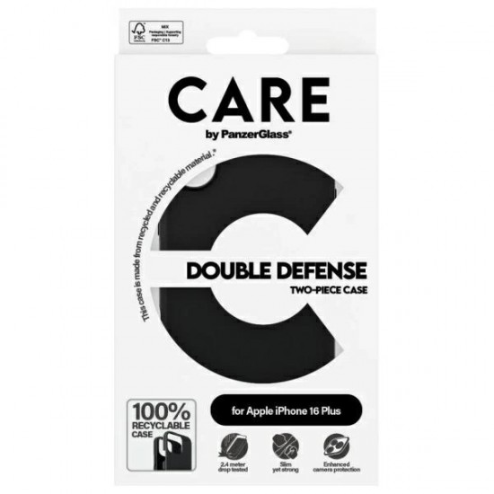 CARE by PanzerGlass Feature Double Defense Case for iPhone 16 Plus - Black