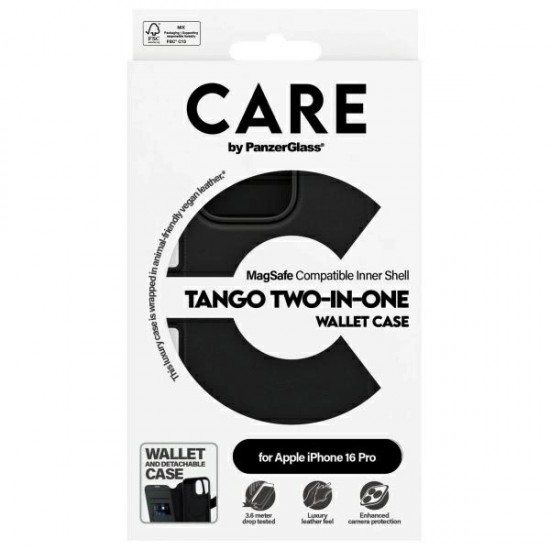 CARE by PanzerGlass Feature Tango 2in1 Wallet MagSafe Case for iPhone 16 Pro - Black