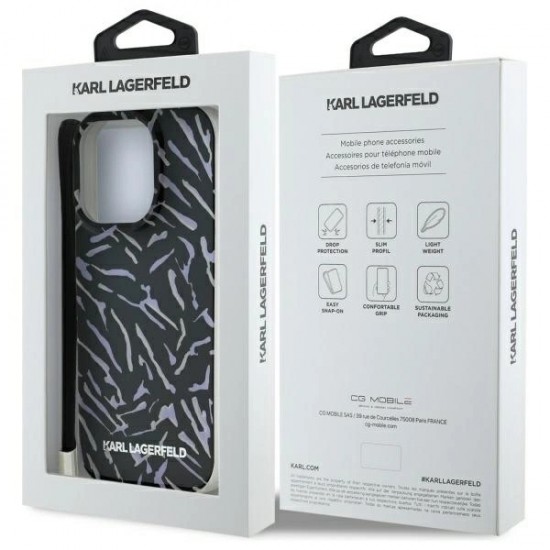 Karl Lagerfeld Zebra With Cord iPhone 16 Pro Case - Purple