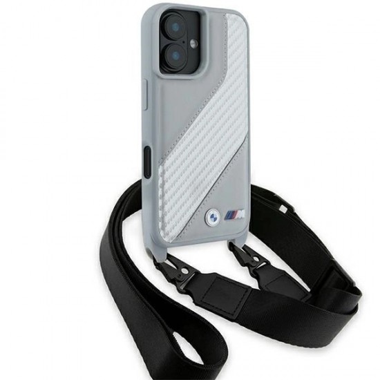 BMW M Edition Carbon Stripe & Strap iPhone 16 Case - Gray