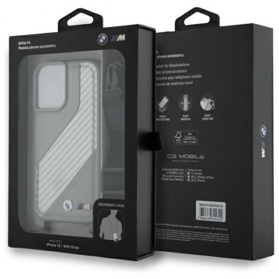 BMW M Edition Carbon Stripe & Strap iPhone 16 Case - Gray