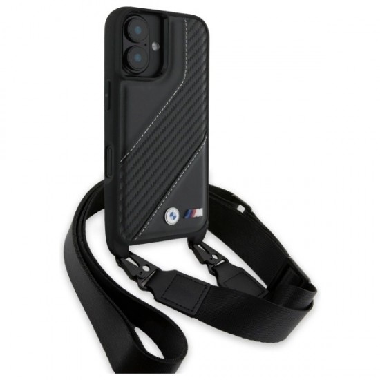 BMW M Edition Carbon Stripe & Strap iPhone 16 Case - Black