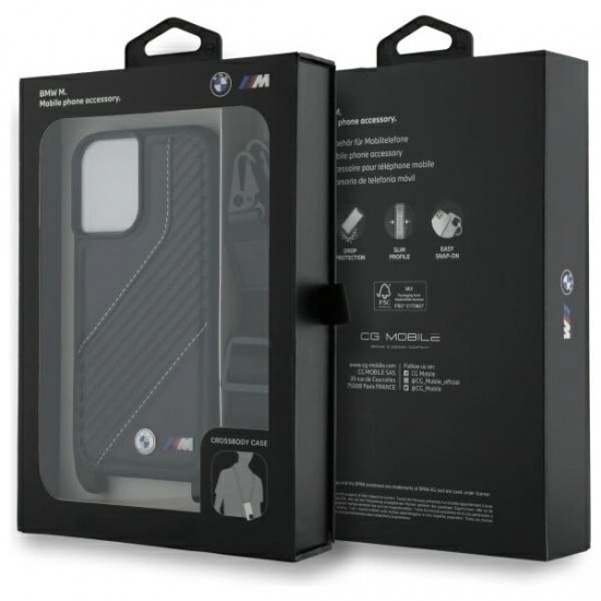 BMW M Edition Carbon Stripe & Strap iPhone 16 Case - Black