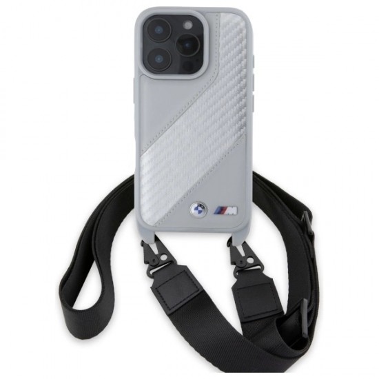 BMW M Edition Carbon Stripe & Strap iPhone 16 Pro Max Case - Gray