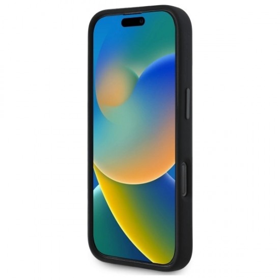 BMW Silicone Cut Tricolor Lines MagSafe Case for iPhone 16 Pro - Black