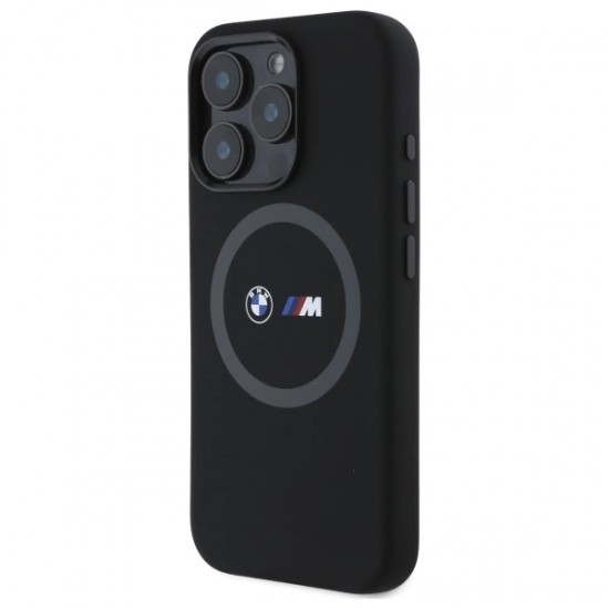 BMW M Silicone Printed Ring MagSafe Case for iPhone 16 Pro Max - Black