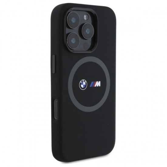BMW M Silicone Printed Ring MagSafe Case for iPhone 16 Pro Max - Black