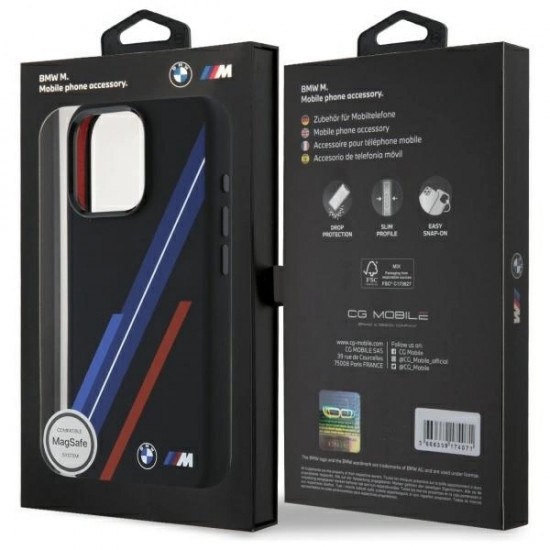 BMW Silicone Random Lines MagSafe Case for iPhone 16 Pro Max - Black