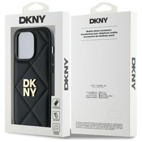 DKNY Quilted Stack Logo iPhone 14 Pro Max Case - Black