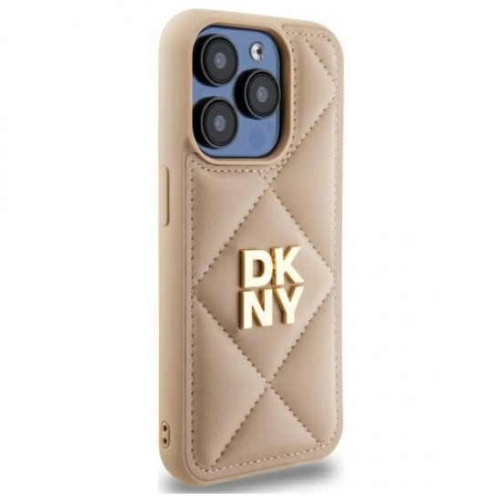 DKNY Quilted Stack Logo iPhone 15 Pro Case - Beige