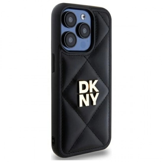 DKNY Quilted Stack Logo iPhone 15 Pro Case - Black