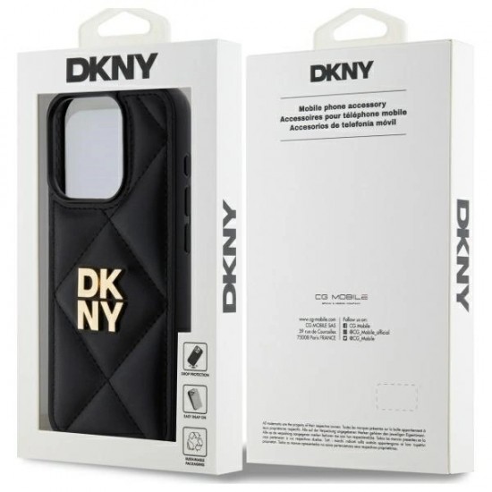 DKNY Quilted Stack Logo iPhone 15 Pro Case - Black