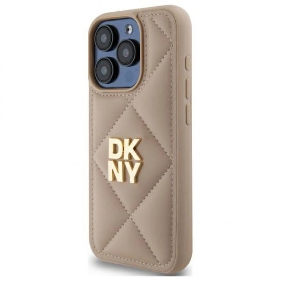 DKNY Quilted Stack Logo iPhone 15 Pro Max Case - Beige