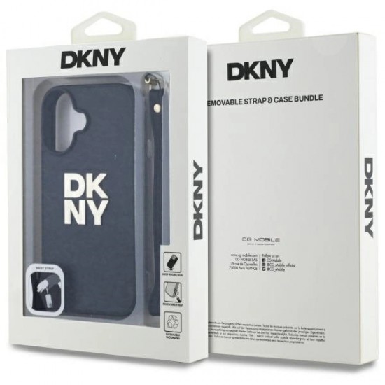 DKNY Wrist Strap Stock Logo iPhone 16 Case - Black