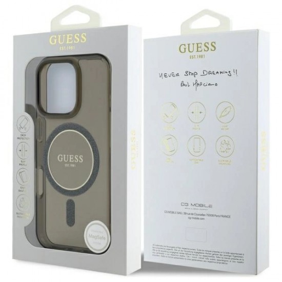 Guess IML Glitter Circle MagSafe case for iPhone 16 Pro - black
