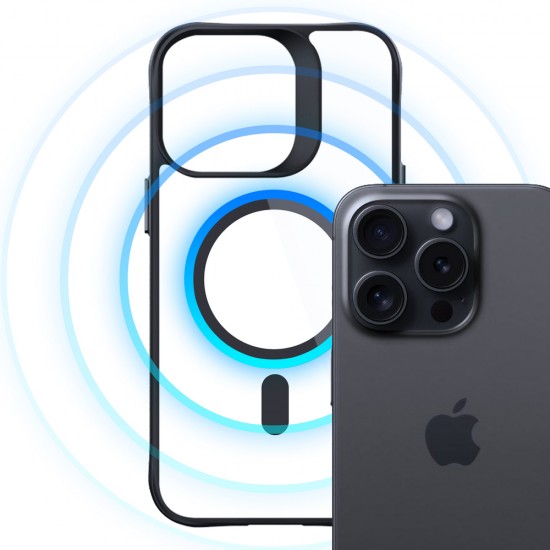 3mk Satin Armor MagCase with MagSafe for iPhone 14 Pro Max - Clear with Black Frame