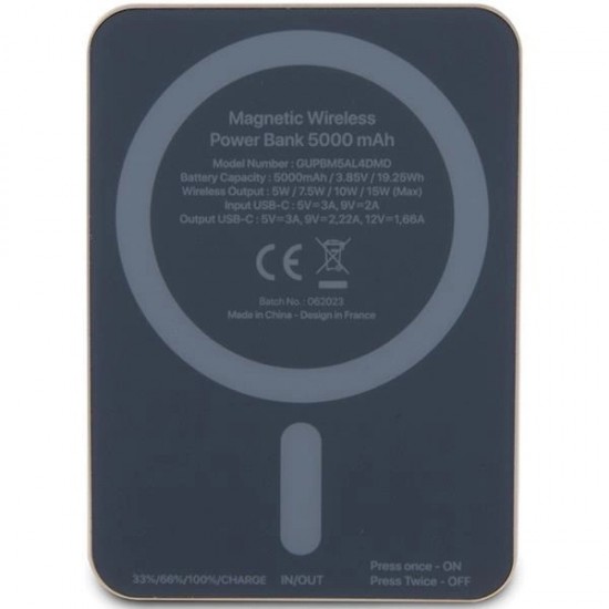 Guess MagSafe 4G Strassed Metal Logo induction power bank 15W 5000mAh - gold