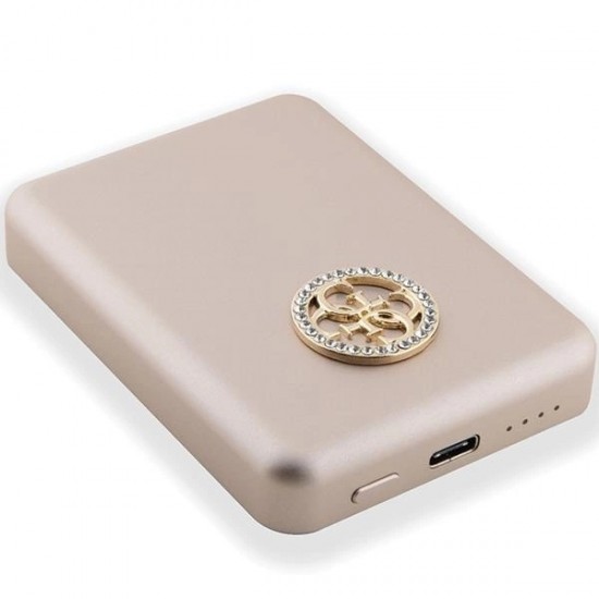 Guess MagSafe 4G Strassed Metal Logo induction power bank 15W 5000mAh - gold