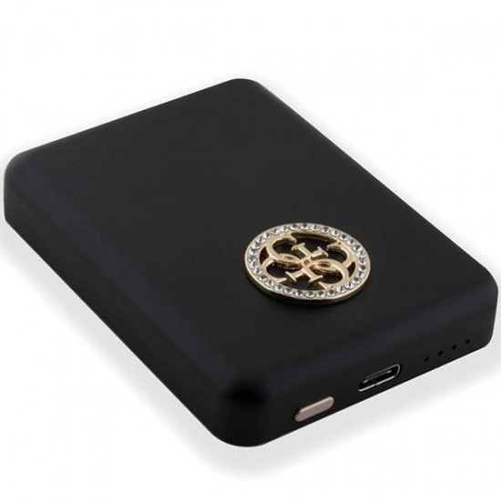 Guess MagSafe 4G Strassed Metal Logo induction power bank 15W 5000mAh - black