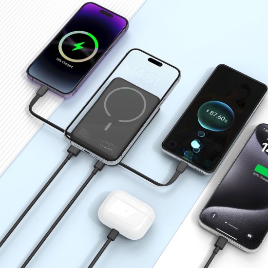 Tech-Protect LifeMag PB31 Power Bank with MagSafe 10000mAh 15W USB-C / USB-A / Built-in USB-C / Lightning Cables - Black