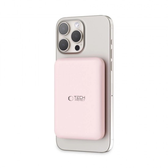 Tech-Protect LifeMag PB10 Powerbank with MagSafe 5000mAh 15W USB-C port - pink + USB-C cable