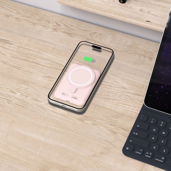 Tech-Protect LifeMag PB10 Powerbank with MagSafe 5000mAh 15W USB-C port - pink + USB-C cable