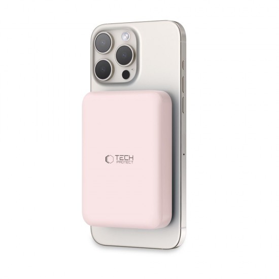 Tech-Protect LifeMag PB11 Powerbank with MagSafe 10000mAh 15W USB-C port - pink + USB-C cable