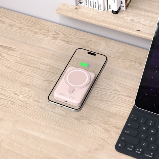 Tech-Protect LifeMag PB11 Powerbank with MagSafe 10000mAh 15W USB-C port - pink + USB-C cable