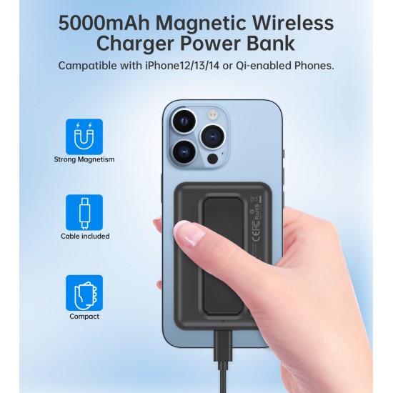 Choetech B662 wireless MagSafe 5000mAh powerbank - black