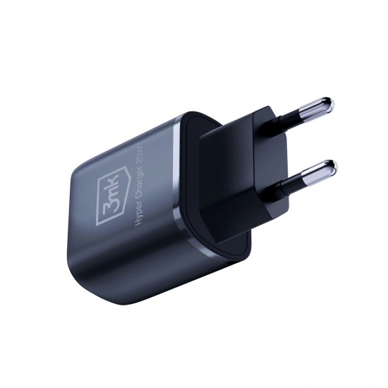 3mk Hyper Charger 20W USB-C USB-A wall charger - black