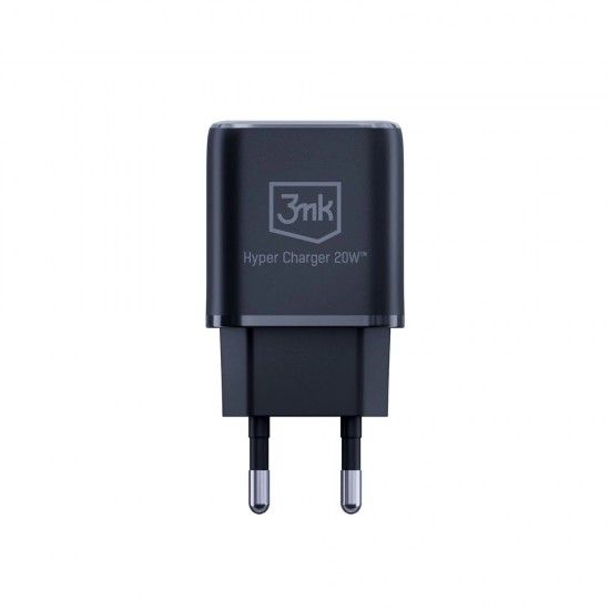 3mk Hyper Charger 20W USB-C USB-A wall charger - black