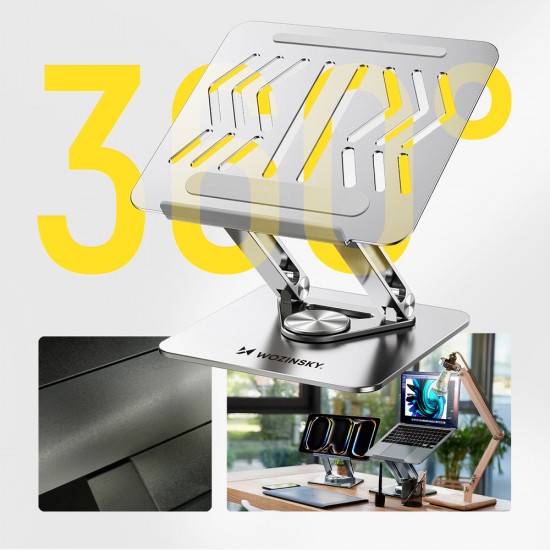 Wozinsky WRS-CPY84SS Aluminum Laptop and Tablet Stand + Free Smartphone Stand - Silver