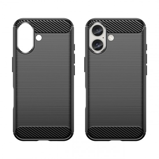 Carbon Case for iPhone 16 Plus Silicone Case - Black