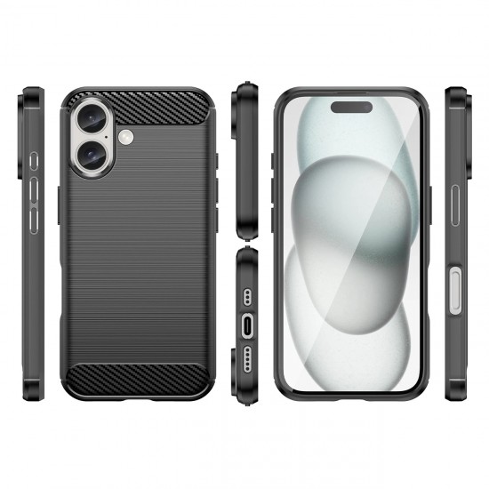 Carbon Case for iPhone 16 Plus Silicone Case - Black