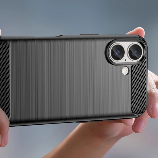 Carbon Case for iPhone 16 Plus Silicone Case - Black