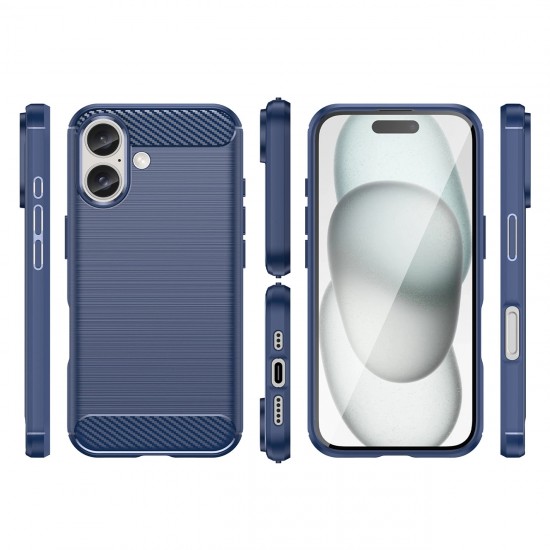 Carbon Case for iPhone 16 Silicone Case - Blue