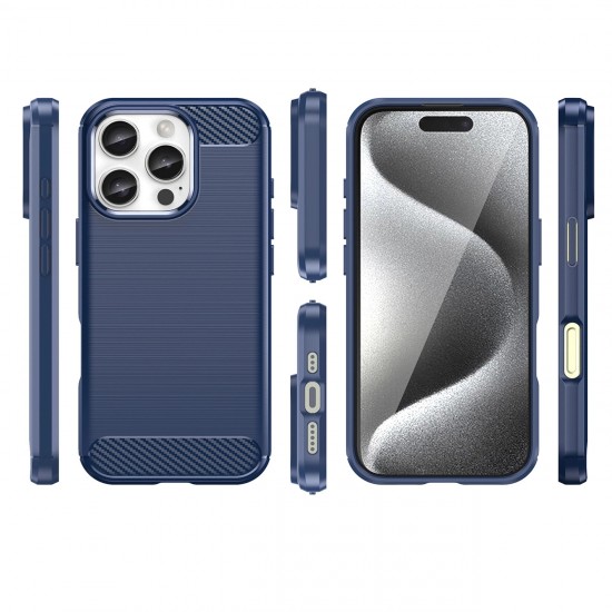 Carbon Case for iPhone 16 Pro Max Silicone Case - Blue