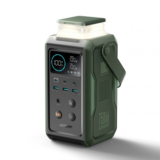 Powerbank Joyroom JR-PBF10 75000mAh 100W 3x USB-C 3x USB-A with foldable flashlight and handle - green