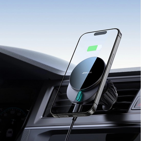 Joyroom JR-ZS409 magnetic holder with 15W inductive charger for car air vent - black