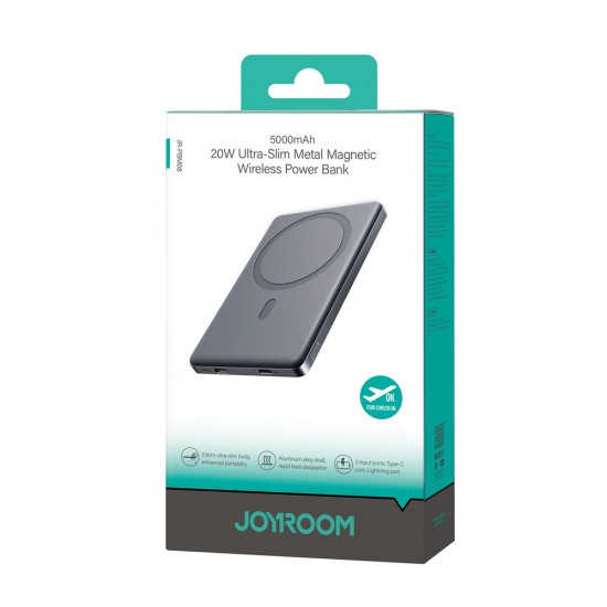 Powerbank Joyroom JR-PBM08 5000mAh 20W ultra-thin with inductive charging - gray