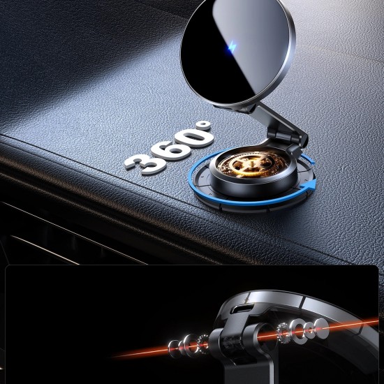 Joyroom JR-ZS408 magnetic holder with 15W inductive charger for car cockpit - black