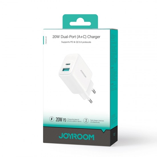 Joyroom JR-TCF21 network charger USB-C / USB-A 20W PD / QC 3.0 - white