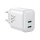 Joyroom JR-TCF12 mains charger 2x USB-C 20W PD / QC 3.0 - white