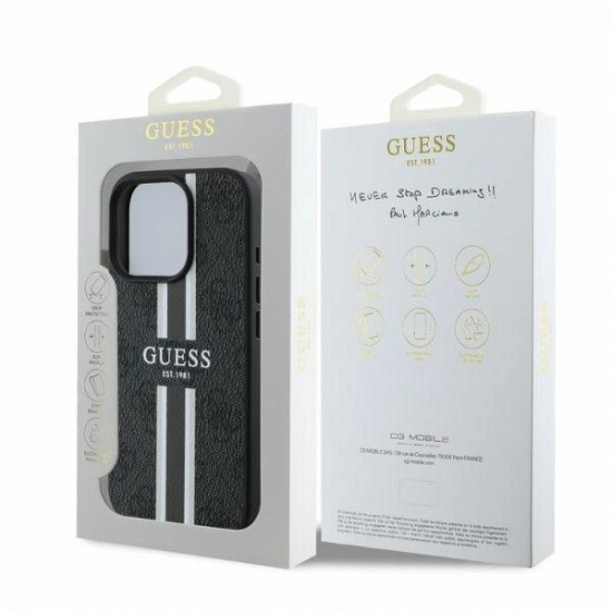 Guess 4G Printed Stripes MagSafe case for iPhone 16 Pro - black