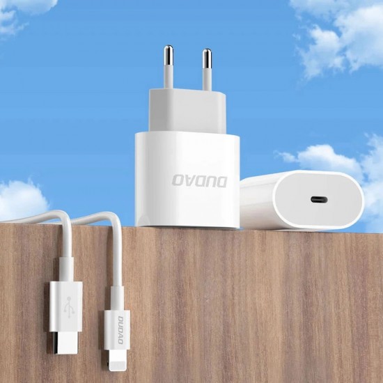 Dudao A14EUC PD 20W USB-C Wall Charger with Cable - White